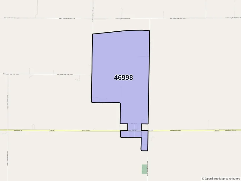 Map of ZIP Code 46998 — Young America, IN
