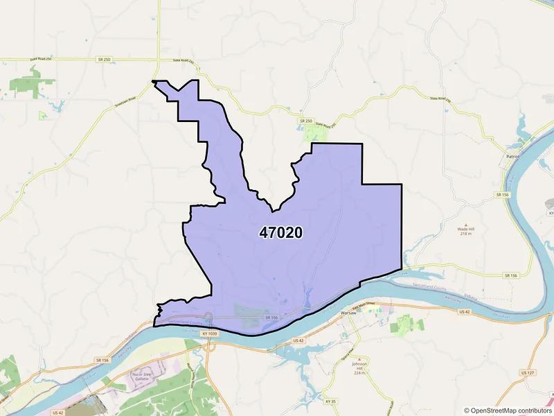 Map of ZIP Code 47020 — Florence, IN