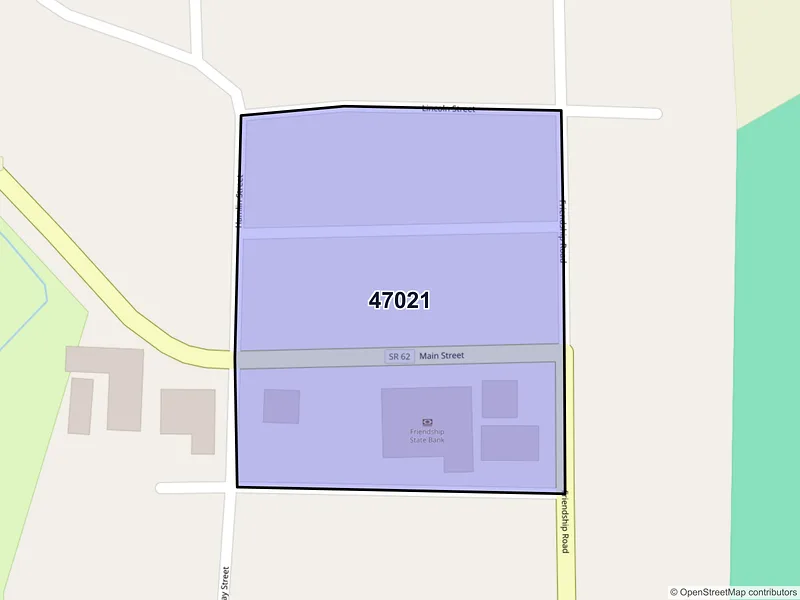 Map of Friendship, Indiana and ZIP codes