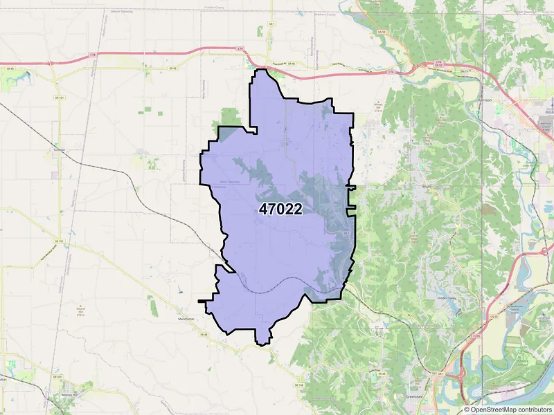 Map of ZIP Code 47022 — Guilford, IN
