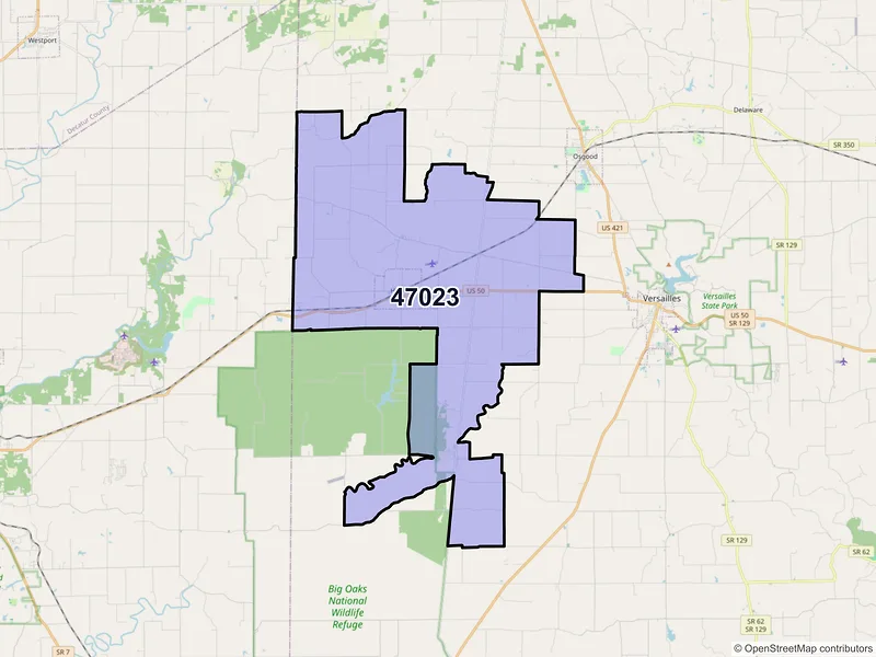 Map of ZIP Code 47023 — Holton, IN