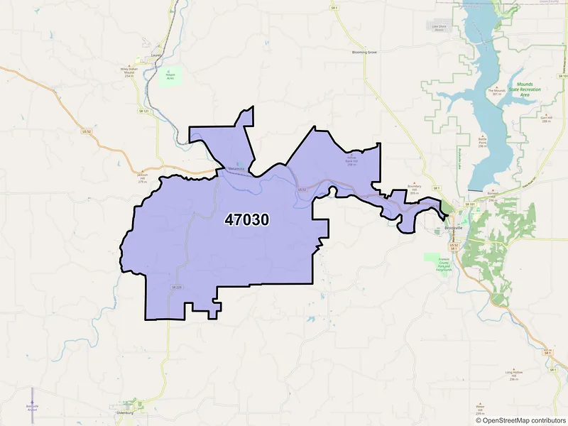 Map of Metamora, Indiana and ZIP codes