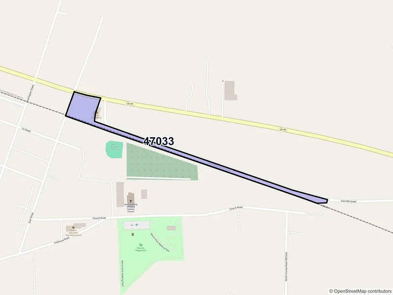 Map of Morris, Indiana and ZIP codes
