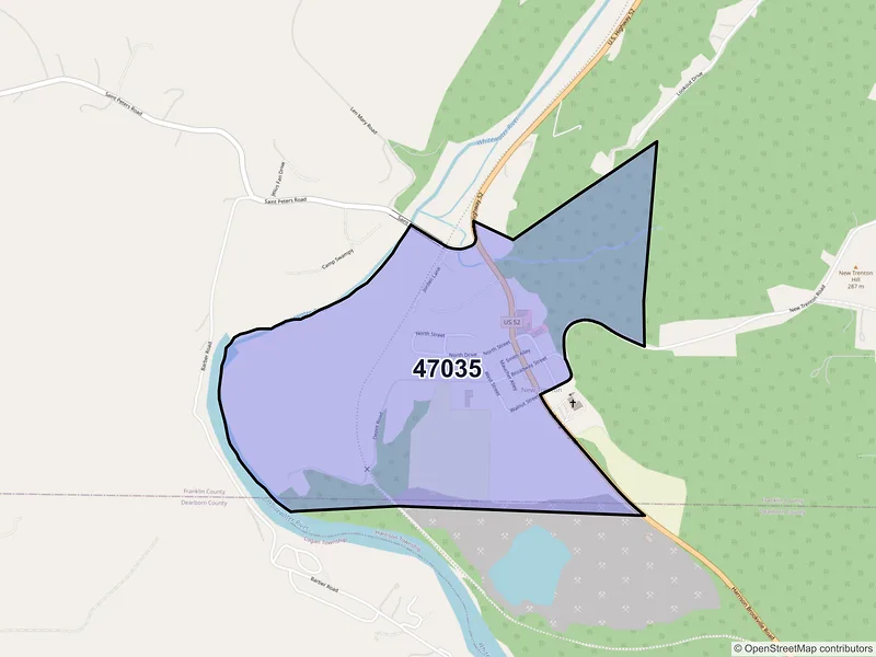 Map of New Trenton, Indiana and ZIP codes