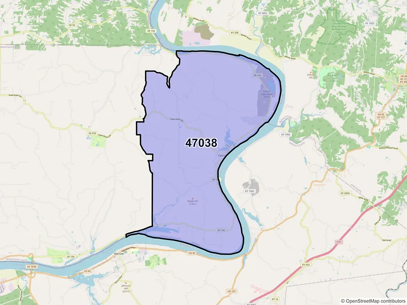 Map of ZIP Code 47038 — Patriot, IN