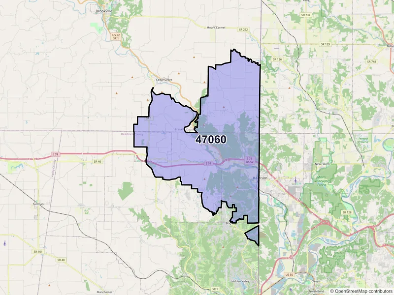Map of ZIP Code 47060 — West Harrison, IN