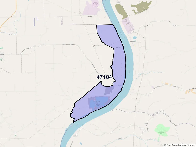 Map of ZIP Code 47104 — Bethlehem, IN