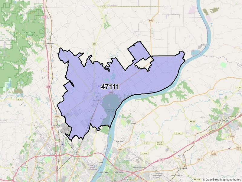 Map of ZIP Code 47111 — Charlestown, IN