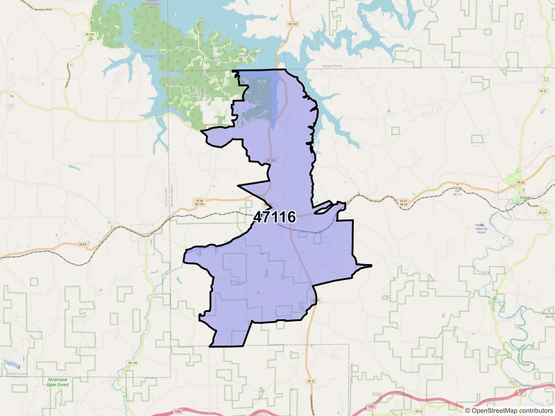 Map of Eckerty, Indiana and ZIP codes