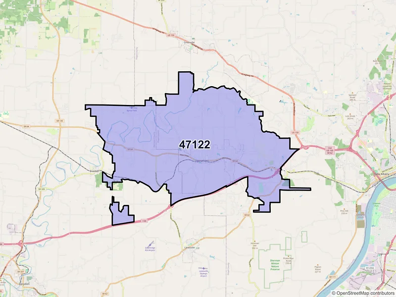 Map of ZIP Code 47122 — Georgetown, IN