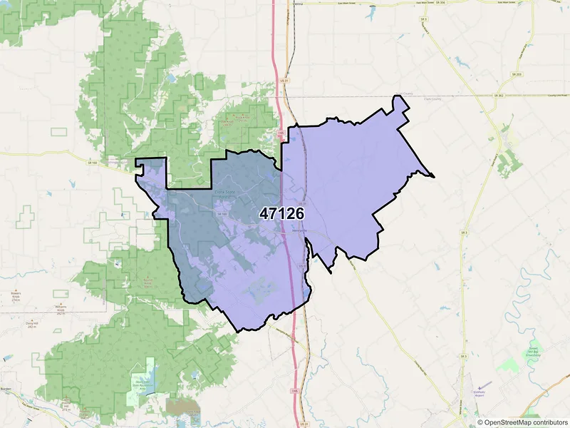 Map of ZIP Code 47126 — Henryville, IN