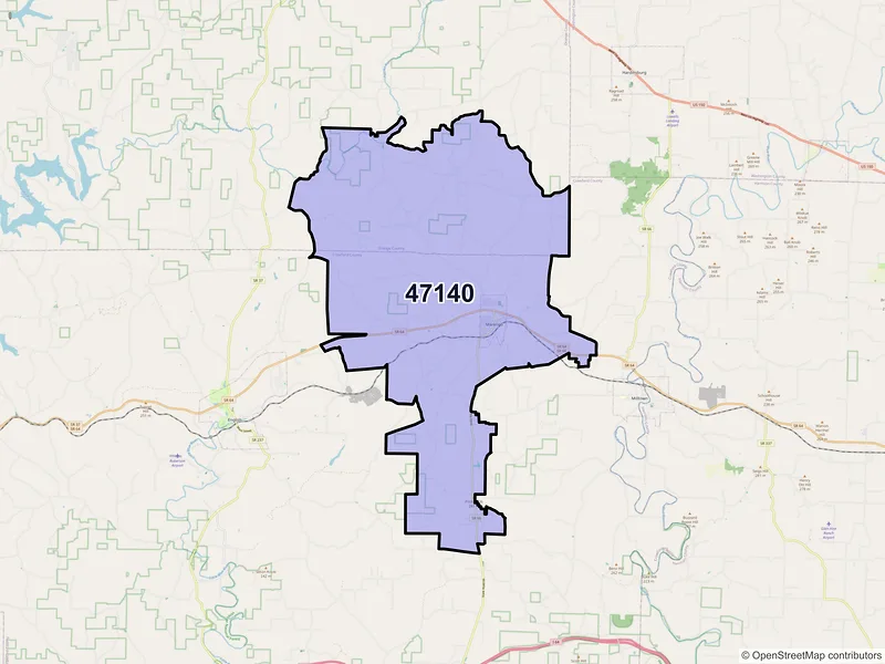 Map of ZIP Code 47140 — Marengo, IN
