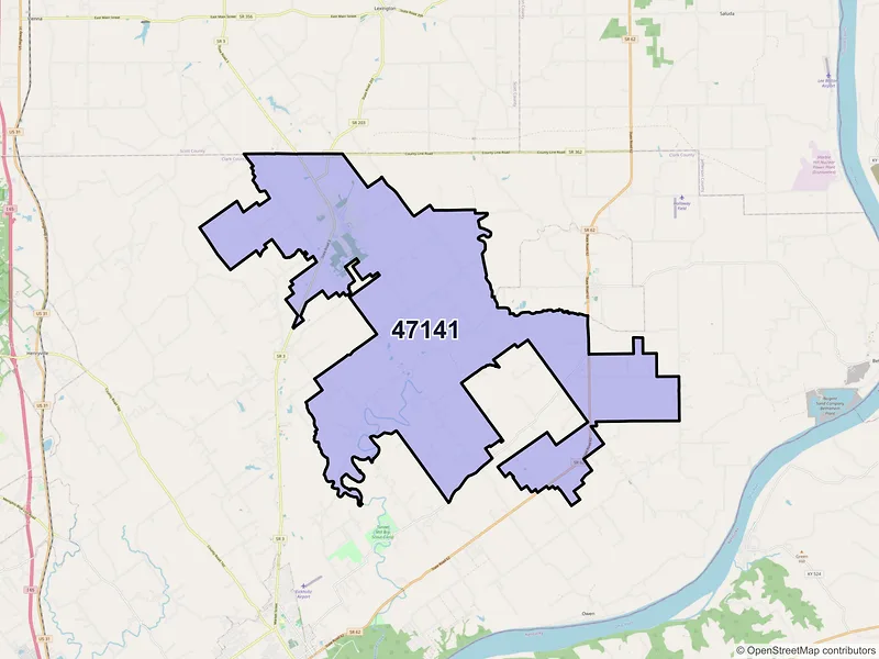 Map of ZIP Code 47141 — Marysville, IN