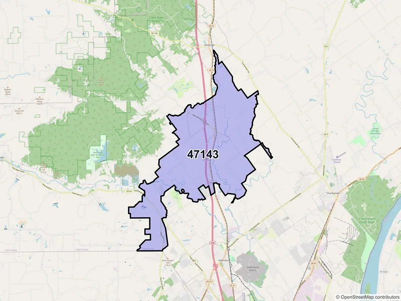 Map of ZIP Code 47143 — Memphis, IN