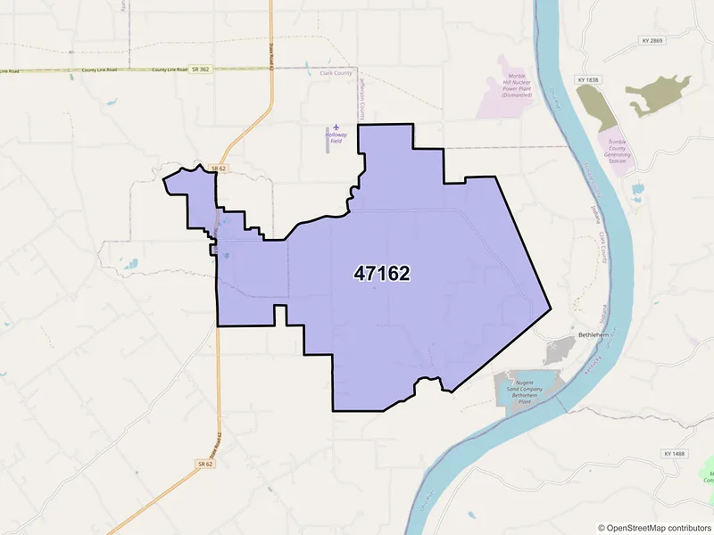 Map of ZIP Code 47162 — New Washington, IN