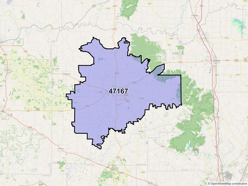 Map of ZIP Code 47167 — Salem, IN