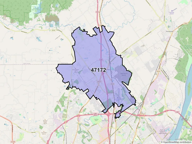 Map of ZIP Code 47172 — Sellersburg, IN