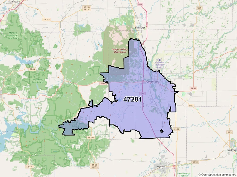 Map of ZIP Code 47201 — Columbus, IN