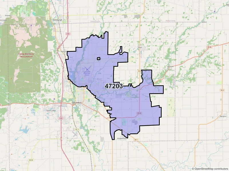 Map of ZIP Code 47203 — Columbus, IN