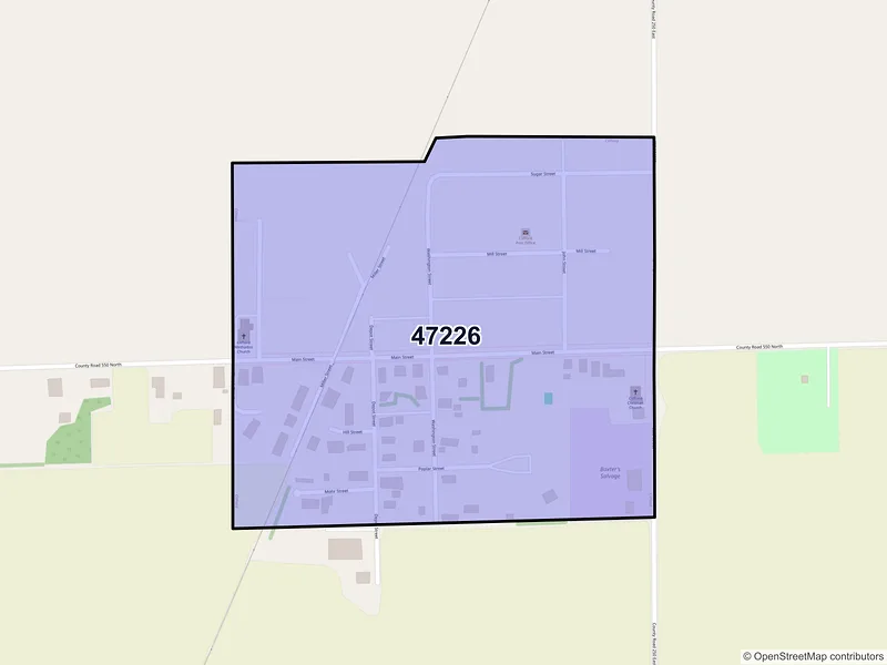 Map of Clifford, Indiana and ZIP codes
