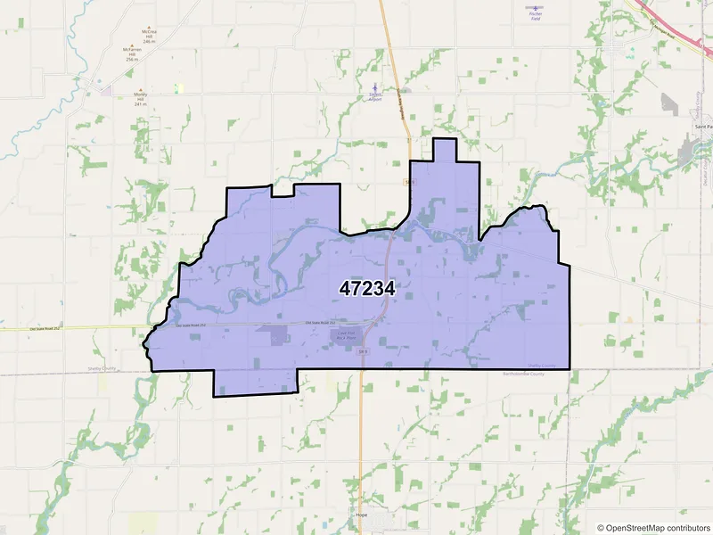 Map of ZIP Code 47234 — Flat Rock, IN