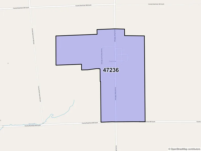 Map of ZIP Code 47236 — Grammer, IN