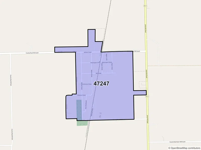 Map of ZIP Code 47247 — Jonesville, IN