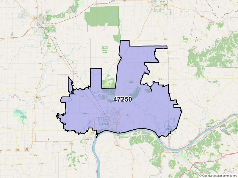 Map of ZIP Code 47250 — Madison, IN