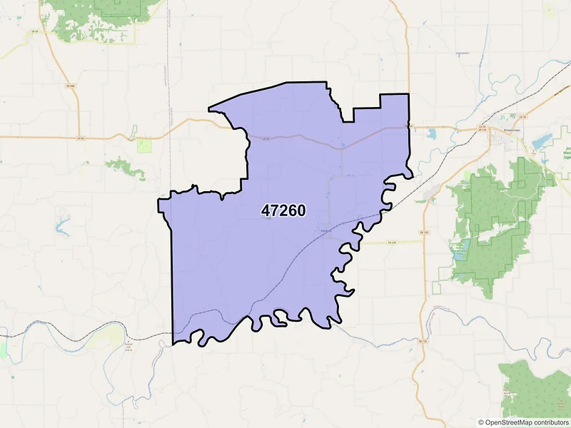 Map of ZIP Code 47260 — Medora, IN