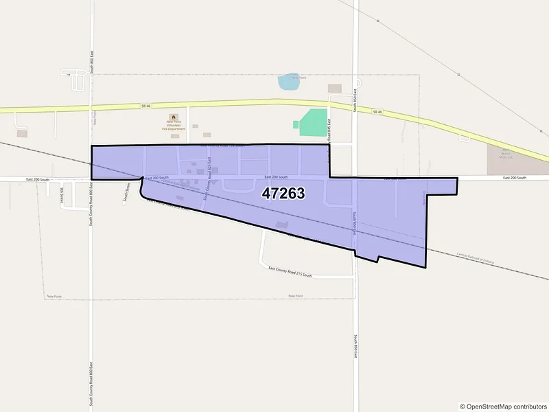 Map of New Point, Indiana and ZIP codes