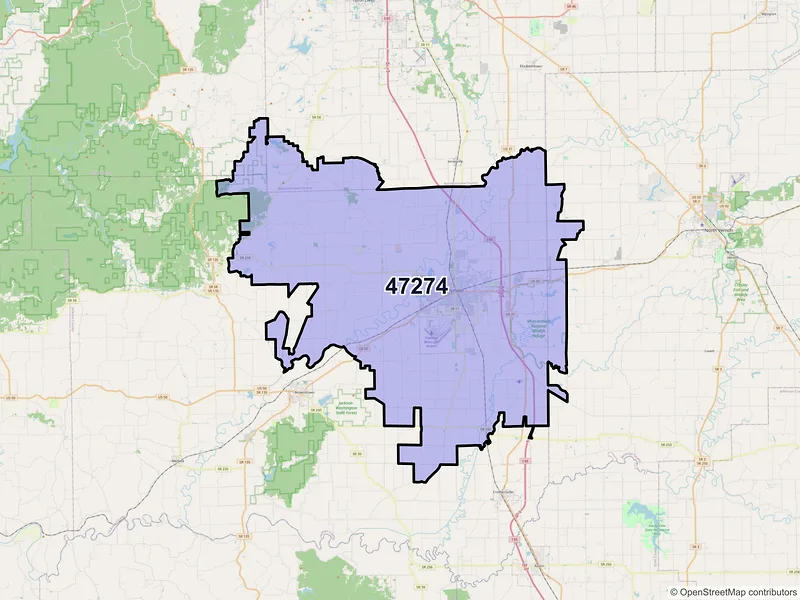 Map of ZIP Code 47274 — Seymour, IN