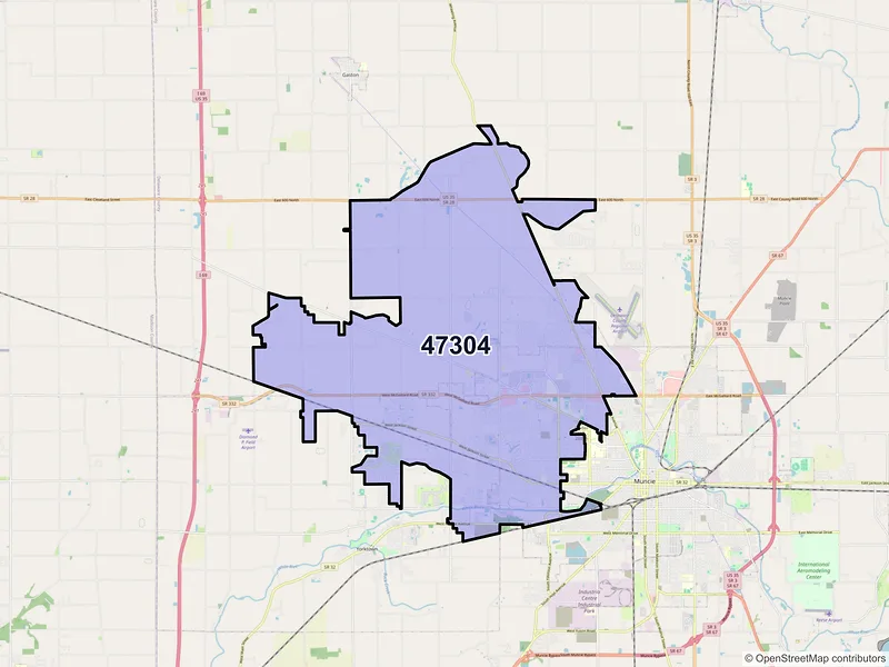 Map of ZIP Code 47304 — Muncie, IN