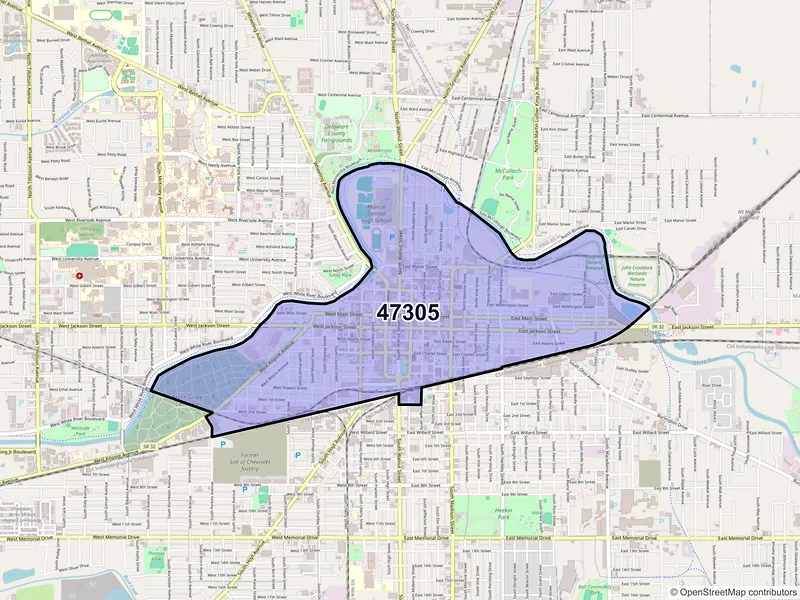 Map of ZIP Code 47305 — Muncie, IN
