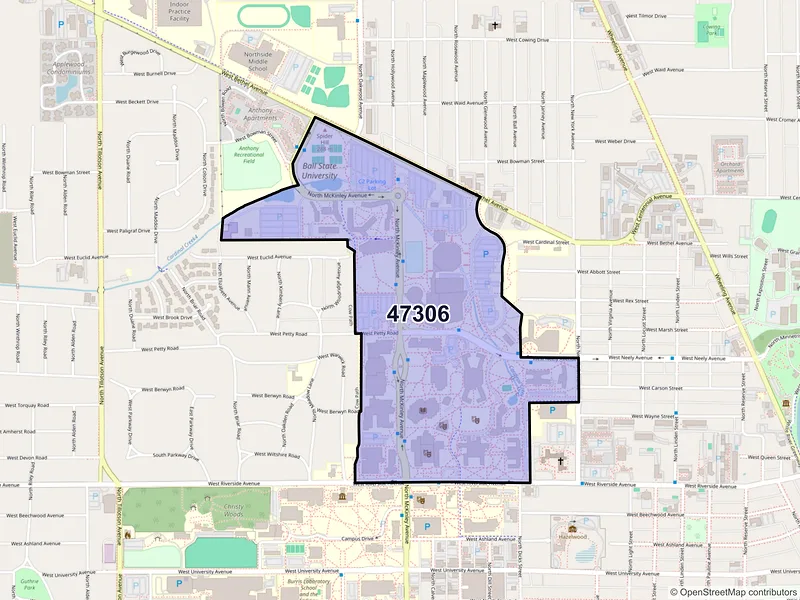 Map of ZIP Code 47306 — Muncie, IN