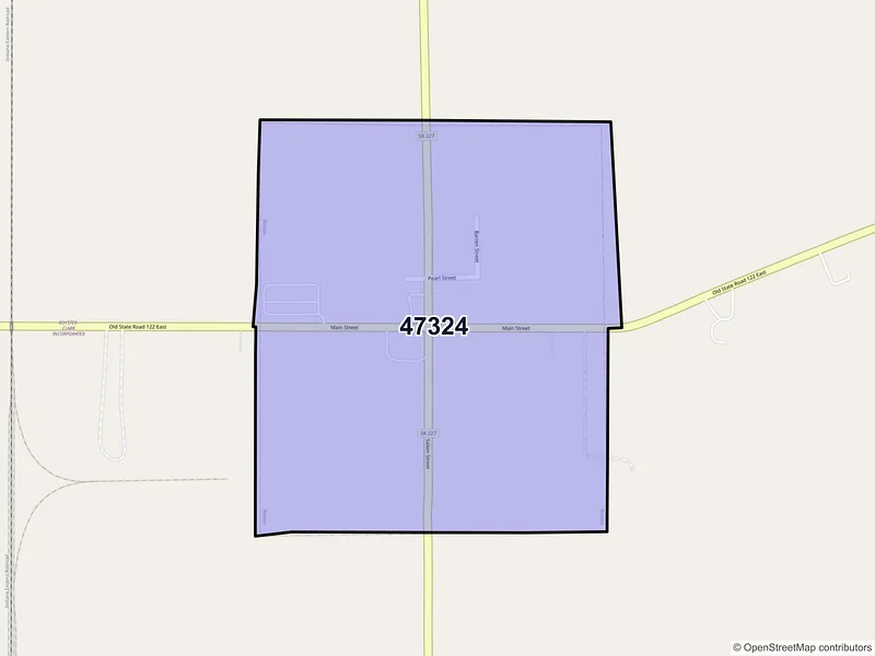 Map of Boston, Indiana and ZIP codes