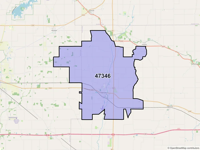 Map of ZIP Code 47346 — Hagerstown, IN