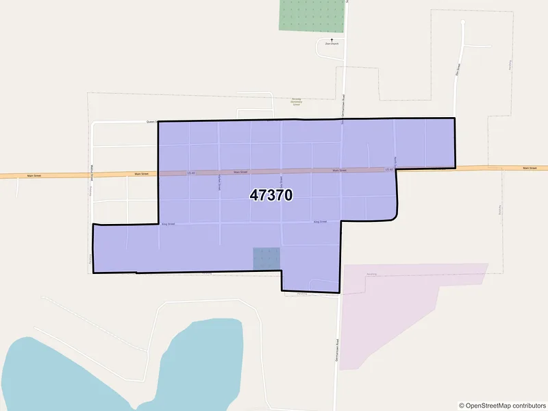Map of Pershing, Indiana and ZIP codes
