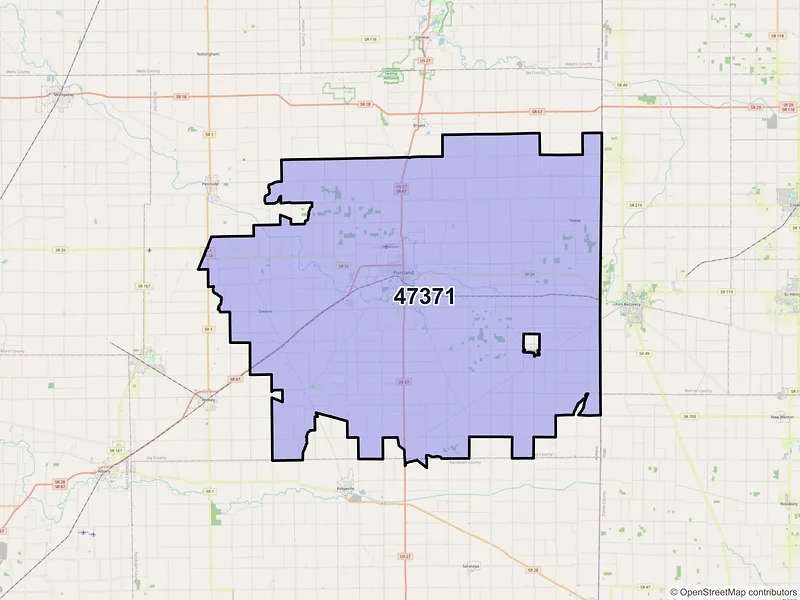 Map of ZIP Code 47371 — Portland, IN