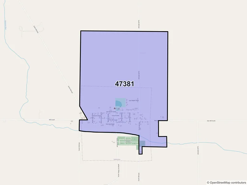 Map of ZIP Code 47381 — Salamonia, IN