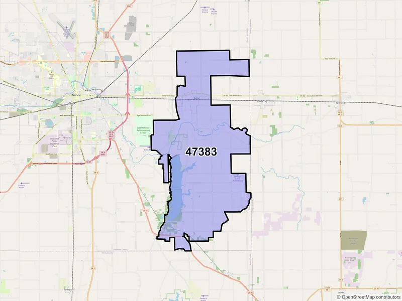 Map of ZIP Code 47383 — Selma, IN