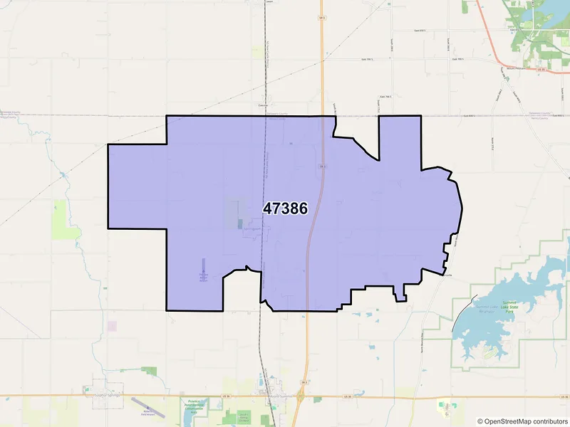 Map of Springport, Indiana and ZIP codes