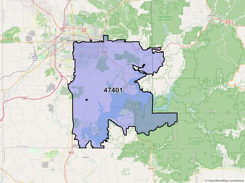 Map of ZIP Code 47401 — Bloomington, IN