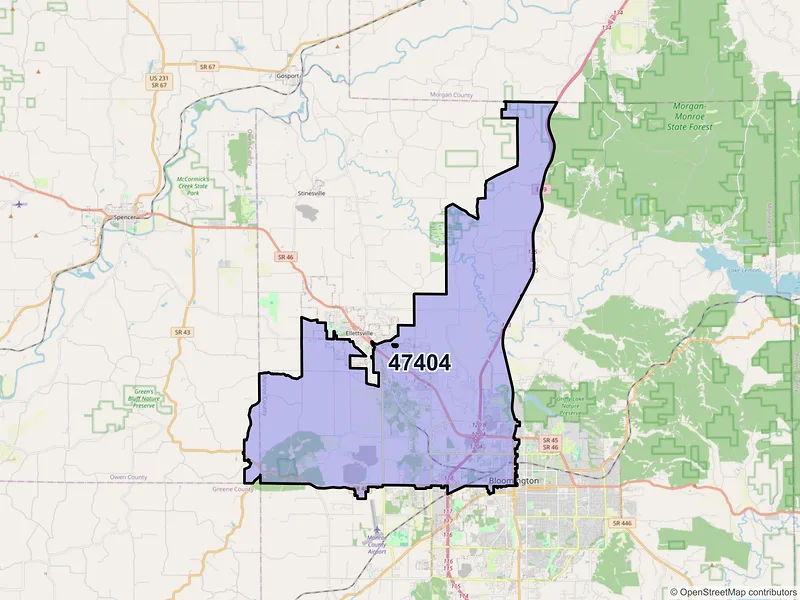 Map of ZIP Code 47404 — Bloomington, IN