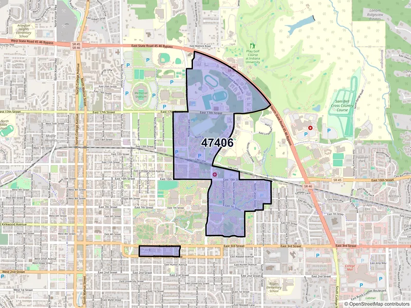 Map of ZIP Code 47406 — Bloomington, IN
