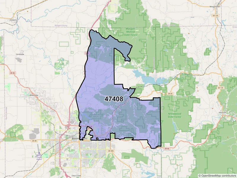 Map of ZIP Code 47408 — Bloomington, IN