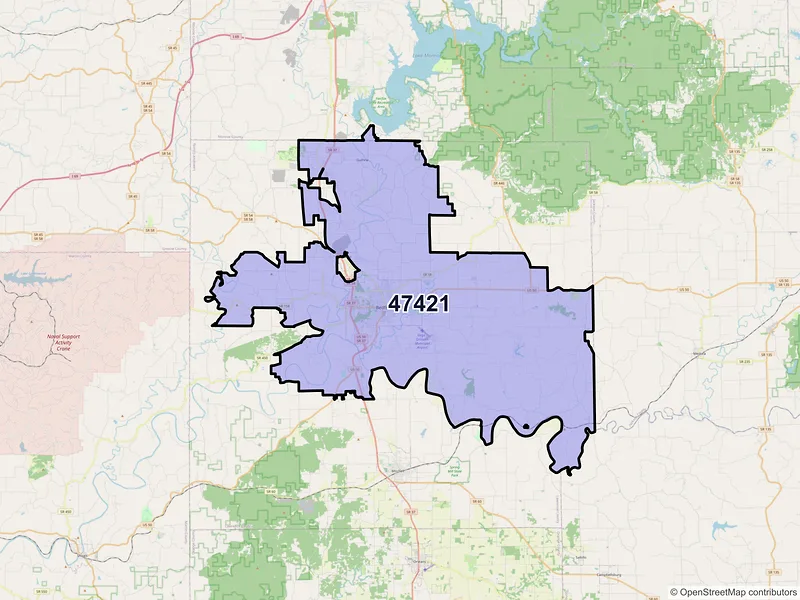 Map of ZIP Code 47421 — Bedford, IN