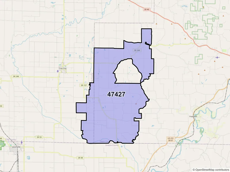 Map of Coal City, Indiana and ZIP codes