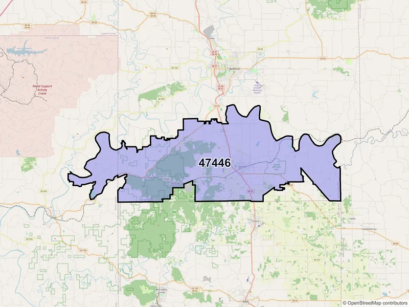Map of ZIP Code 47446 — Mitchell, IN