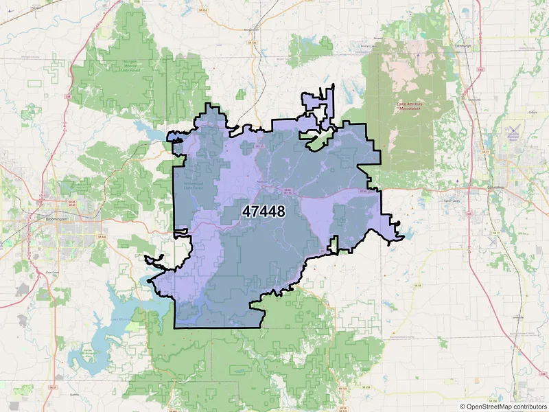 Map of ZIP Code 47448 — Nashville, IN