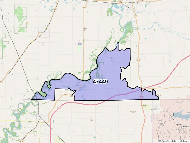 Map of ZIP Code 47449 — Newberry, IN